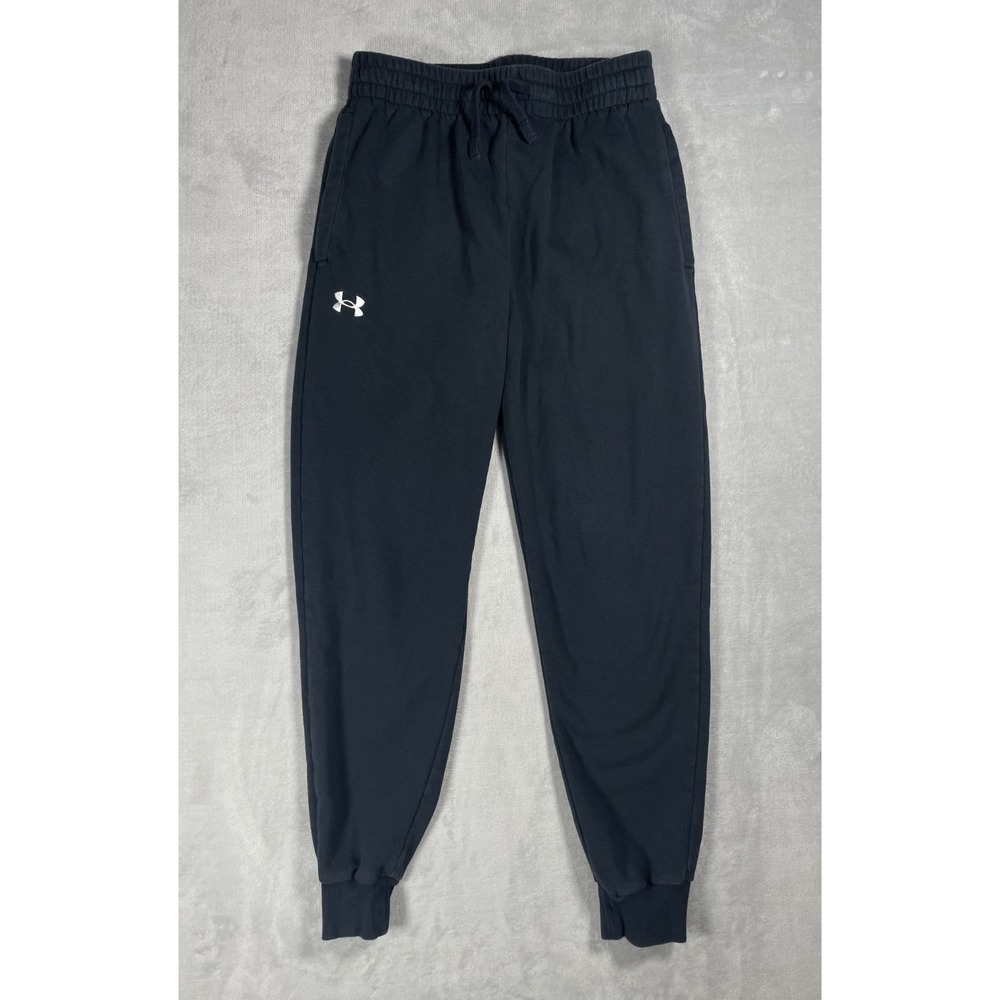 Under Armour Jogger Pants Men M Black Fleece Sweatpants Tapered Elastic Athletic